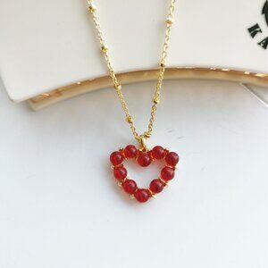 Kendra Scott Ashton Heart Gold Red Glass Short Necklace